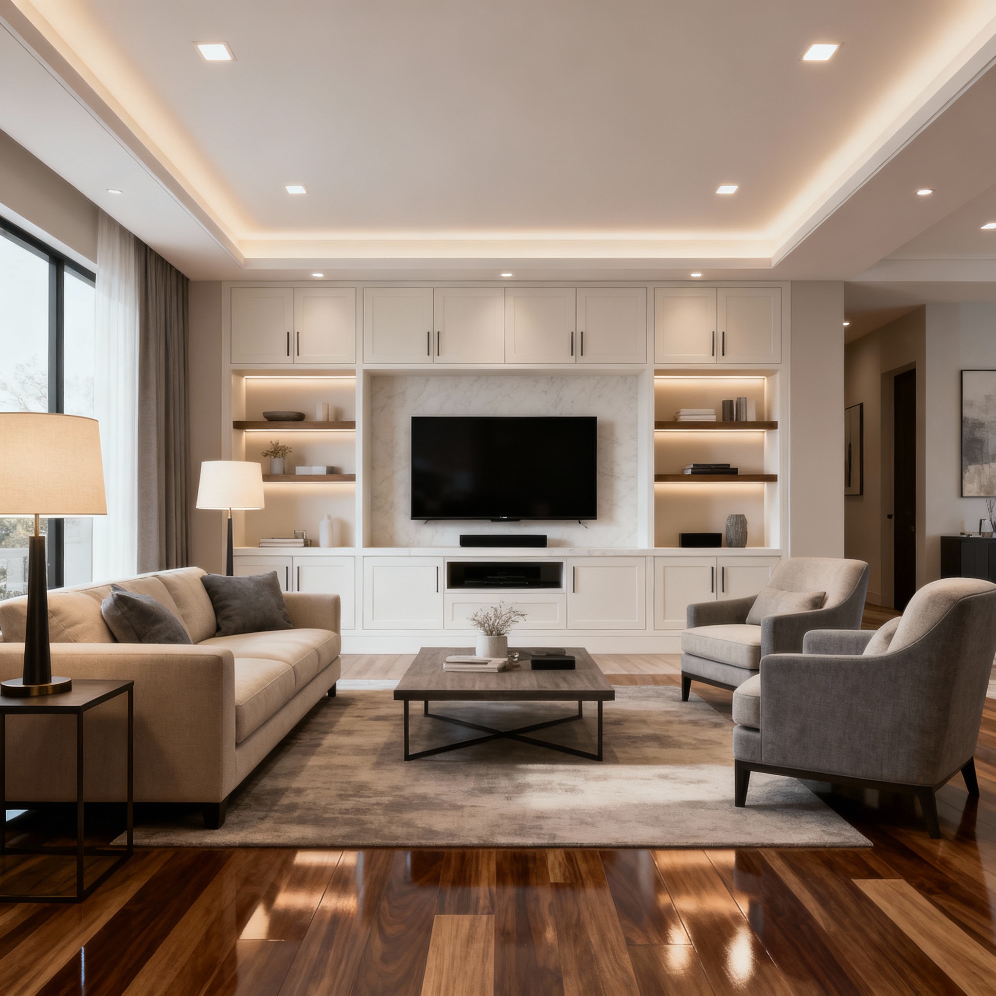 AI Living Room Layouts: Seating Plans & TV Wall Ideas